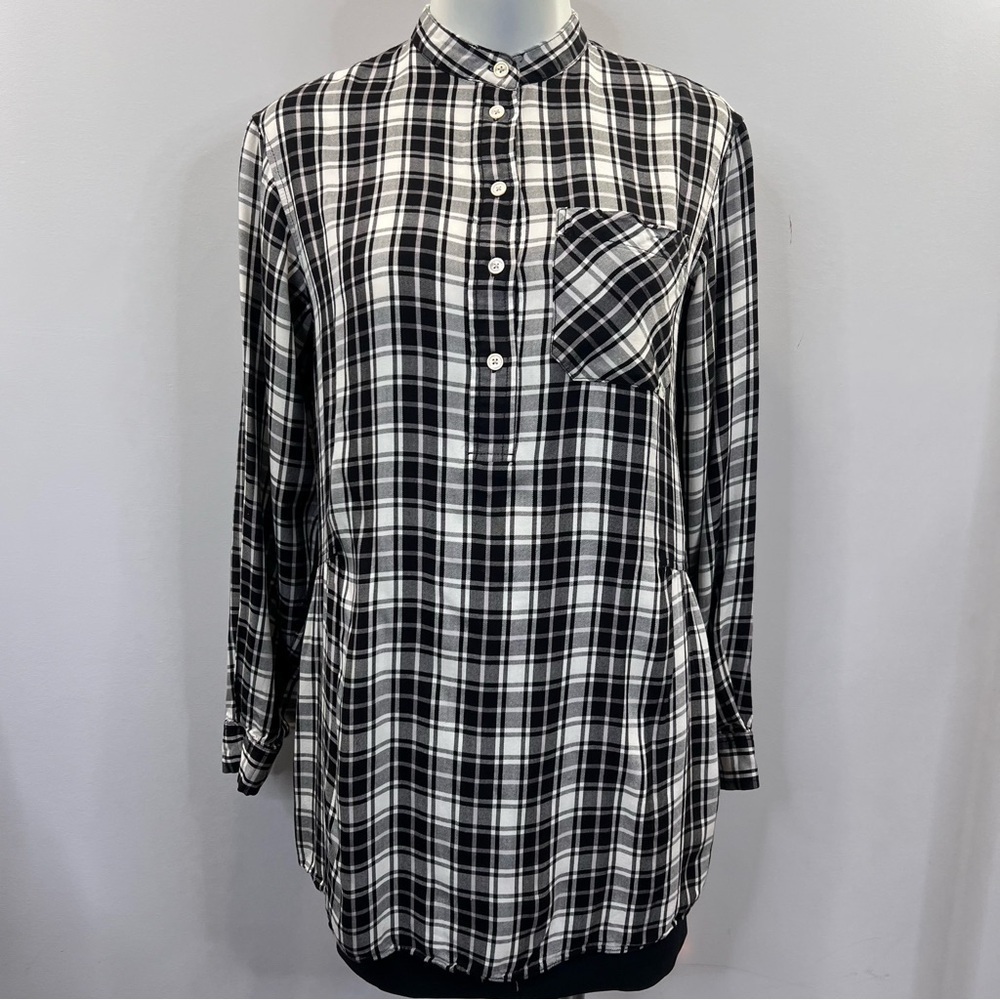 ARTIZIA WILFRED FREE Black Plaid Shirt Tunic sz XS